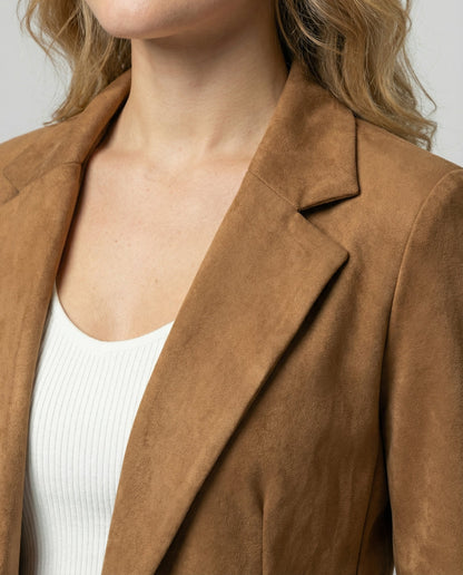 Elegantes Damen Blazer Rock Set Wildleder