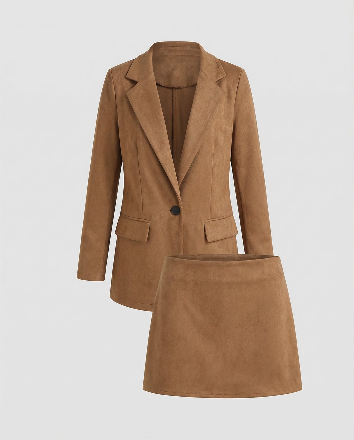 Elegantes Damen Blazer Rock Set Wildleder