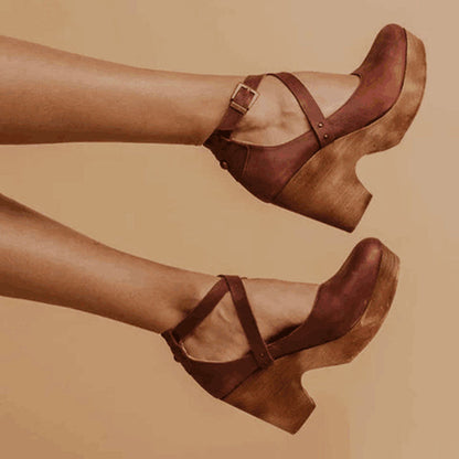 Damen Elegante High Heels Geschlossene Zehen Wedge Schuhe