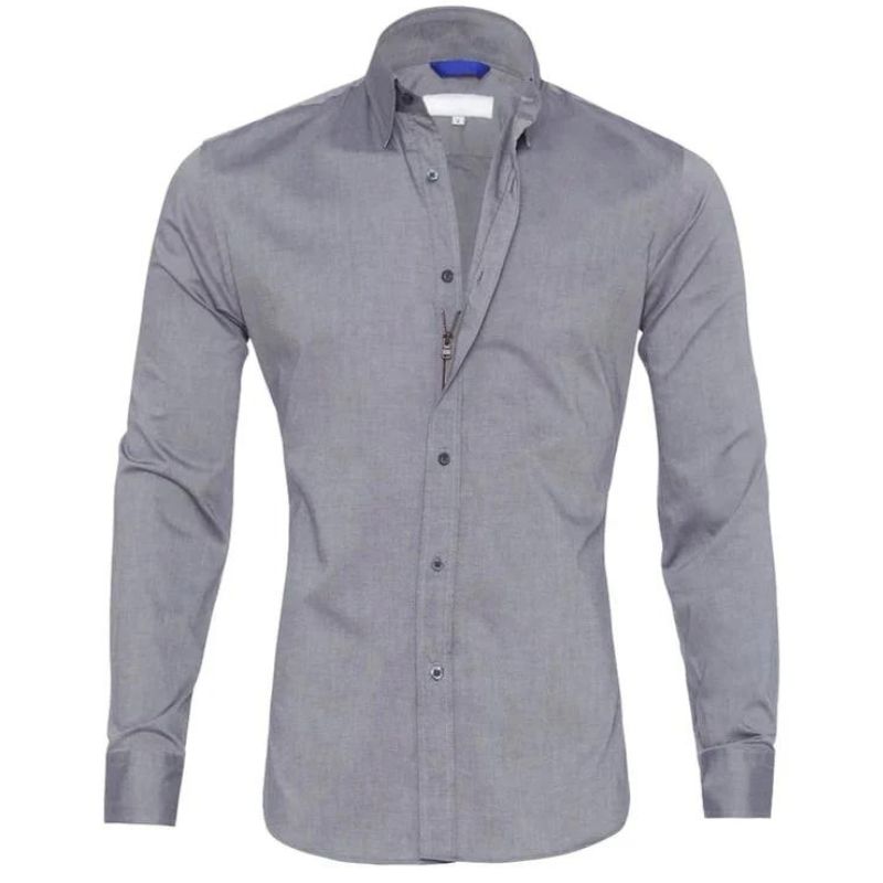 Herren Langarmhemd Bügelfrei Button-Down Weiss - Eveloria