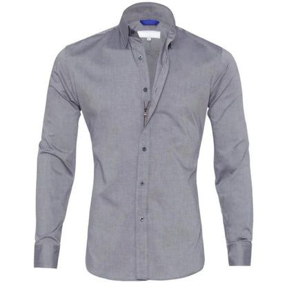 Herren Langarmhemd Bügelfrei Button-Down Weiss - Eveloria