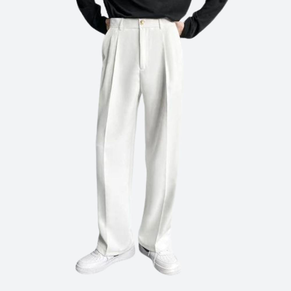 Herren Anzughose Bundfaltenhose Straight Leg Loose Fit - Eveloria