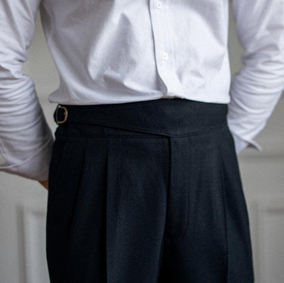 Bundfaltenhose | Verstellbare Taille | Modisch | Schlabberhose | Herrenhose-Schwarz-28-Chaps Herrenmode