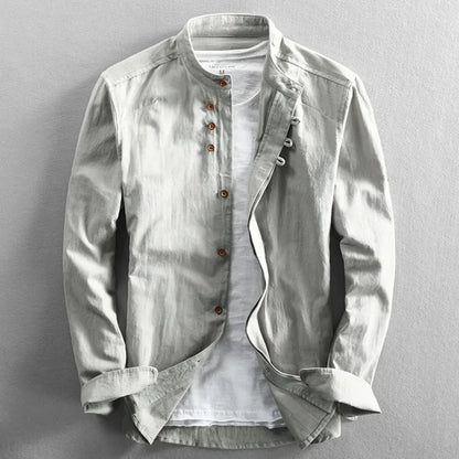 Button-Up Hemd | Klassisch | Japanischer Stil | Langarm | Herrenhemd-Grau-S-Chaps Herrenmode