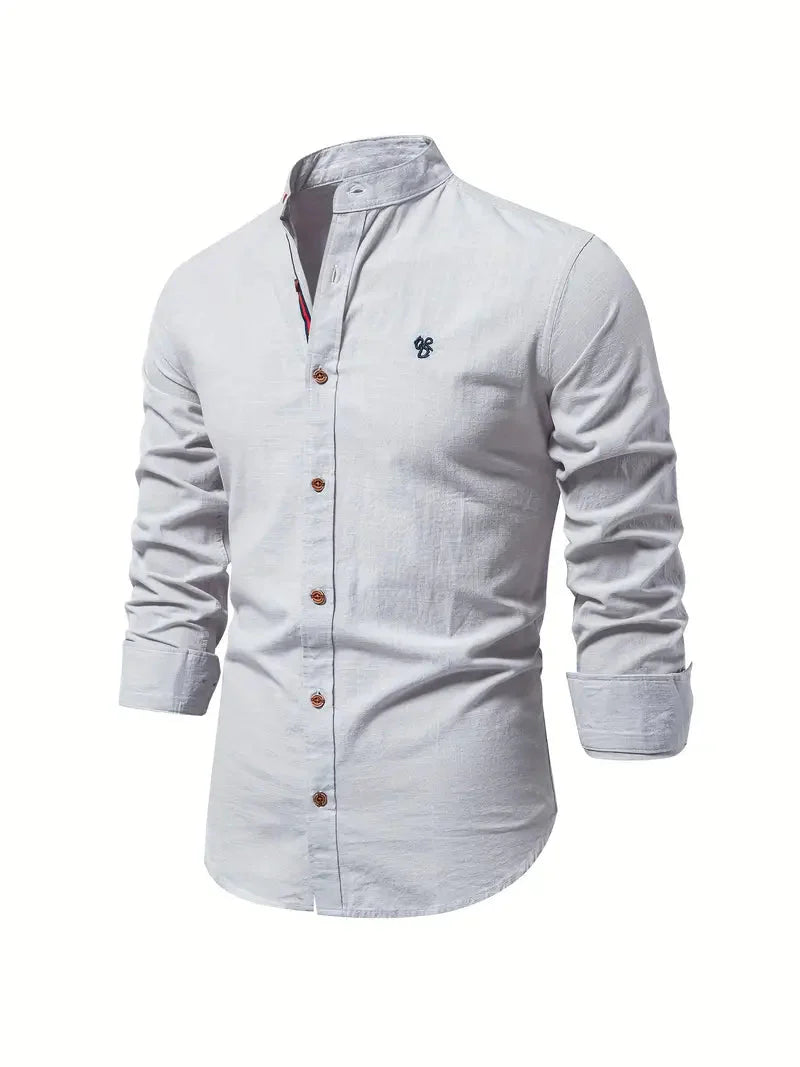 Button-Up Hemd | Langarm | Klassisch | Anzughemd | Herrenhemd-Grau-XS-Chaps Herrenmode