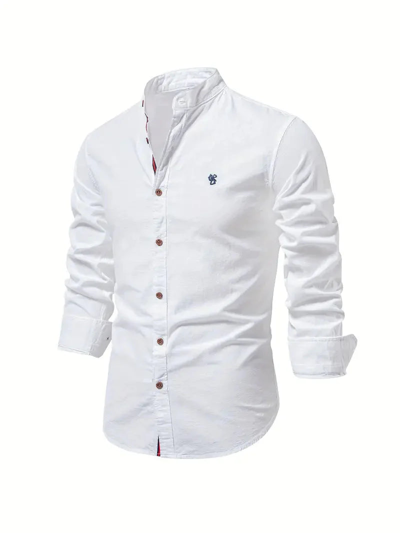 Button-Up Hemd | Langarm | Klassisch | Anzughemd | Herrenhemd-Weiß-XS-Chaps Herrenmode