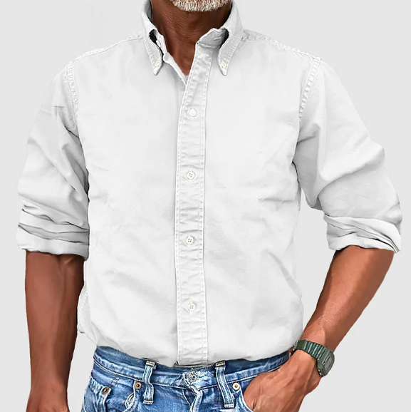 Herren Langarmhemd Jeans Mit Kragen Blau - Eveloria