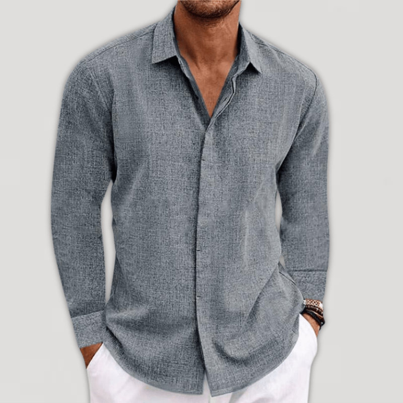 Männer Langarmhemd Regular Fit Kragen Weiß - Eveloria