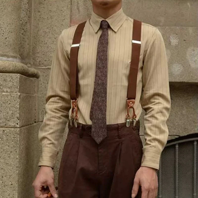 Männer Langarmhemd Button-Up Kragen Weiß - Eveloria