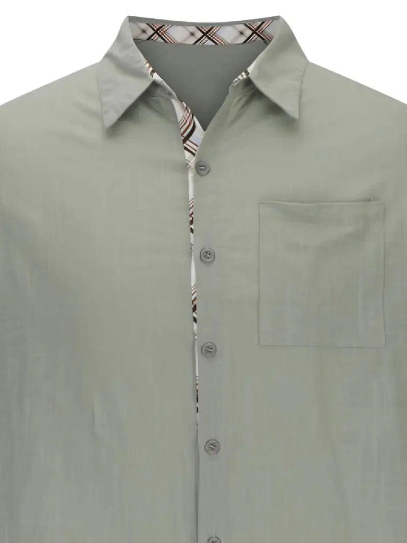 Button-Up Hemd - Umlegekragen - Brusttasche - Kurzarmhemd - Herrenhemd-Chaps Herrenmode