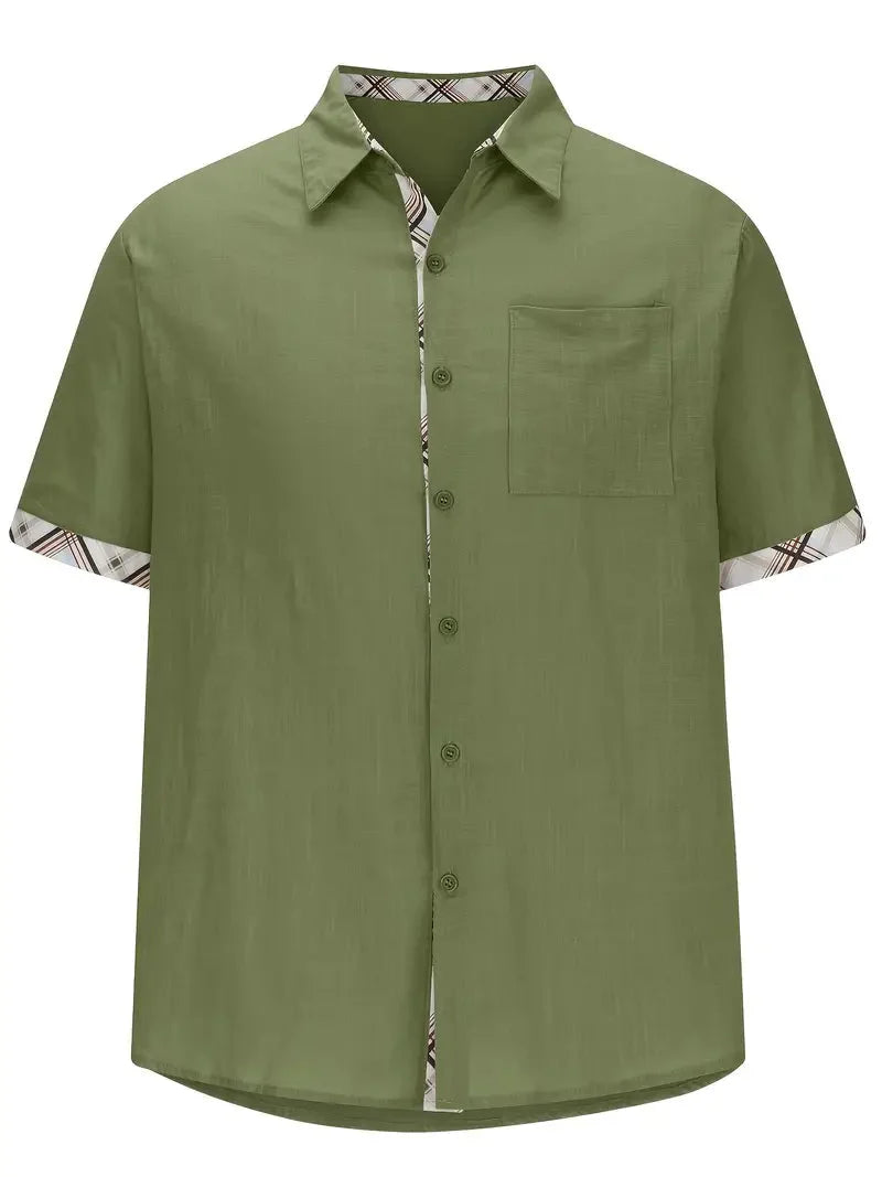 Button-Up Hemd - Umlegekragen - Brusttasche - Kurzarmhemd - Herrenhemd-Chaps Herrenmode