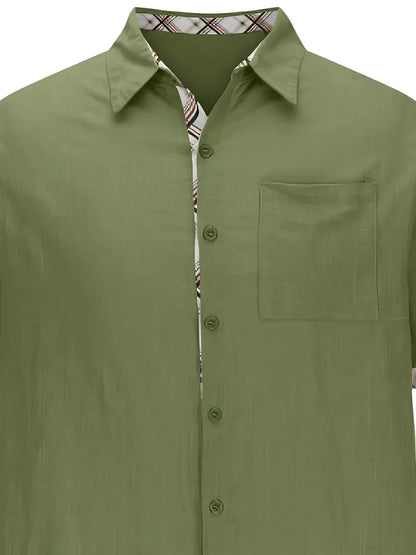 Button-Up Hemd - Umlegekragen - Brusttasche - Kurzarmhemd - Herrenhemd-Chaps Herrenmode