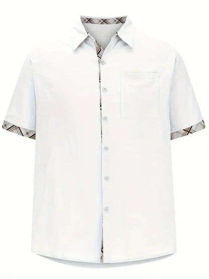 Button-Up Hemd - Umlegekragen - Brusttasche - Kurzarmhemd - Herrenhemd-Chaps Herrenmode