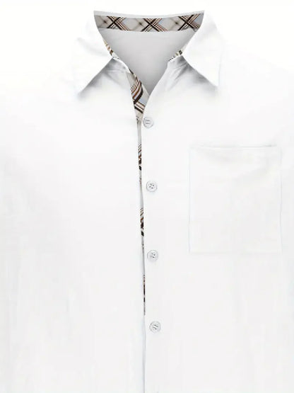 Button-Up Hemd - Umlegekragen - Brusttasche - Kurzarmhemd - Herrenhemd-Chaps Herrenmode