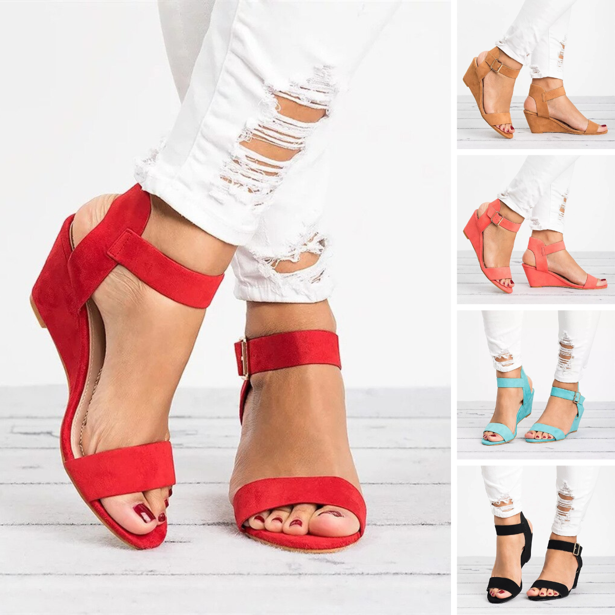 Eveloria Damen Keilsandalen Rutschfest Hoher Absatz