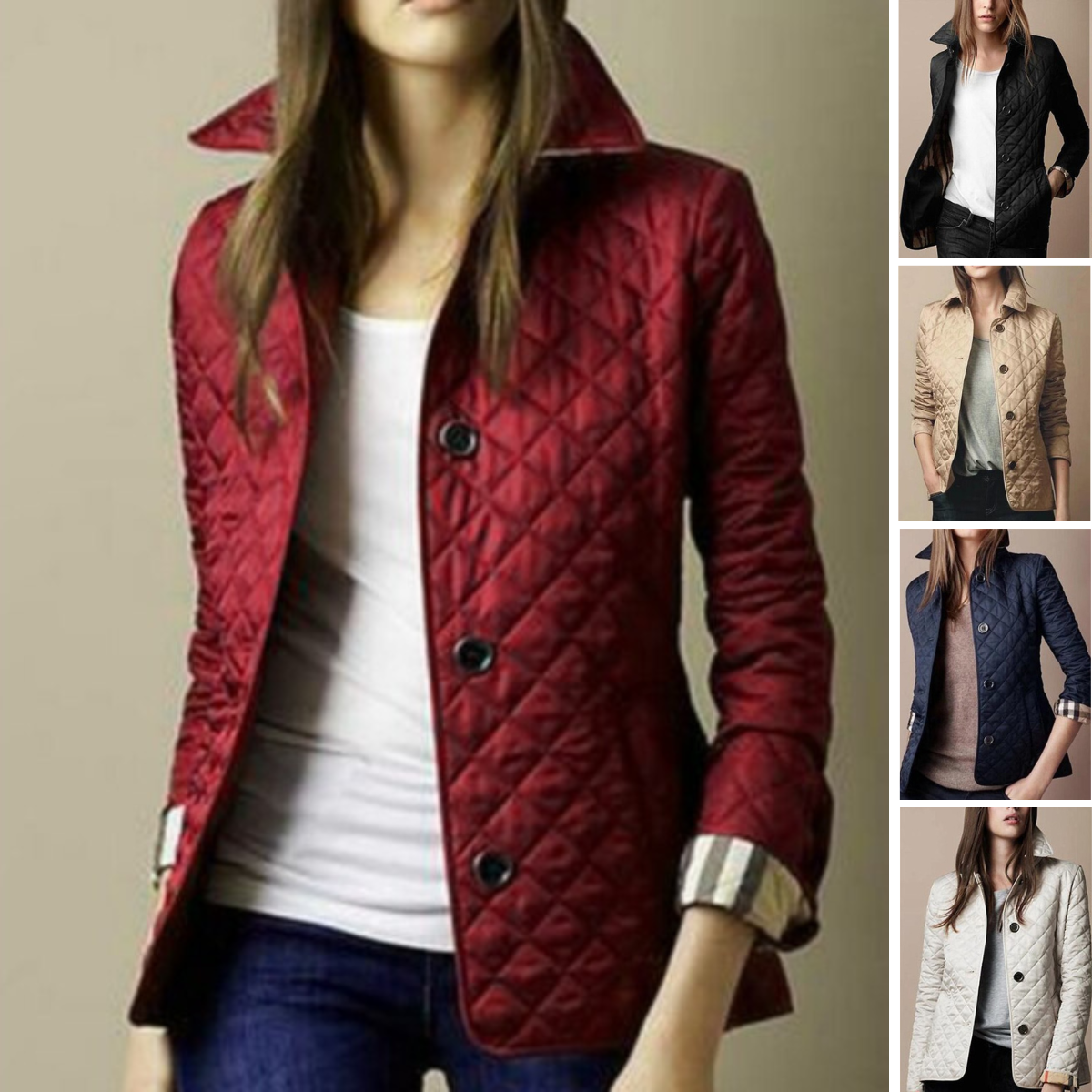 Eveloria Damen Übergangsjacke Quilted Steppjacke Beige