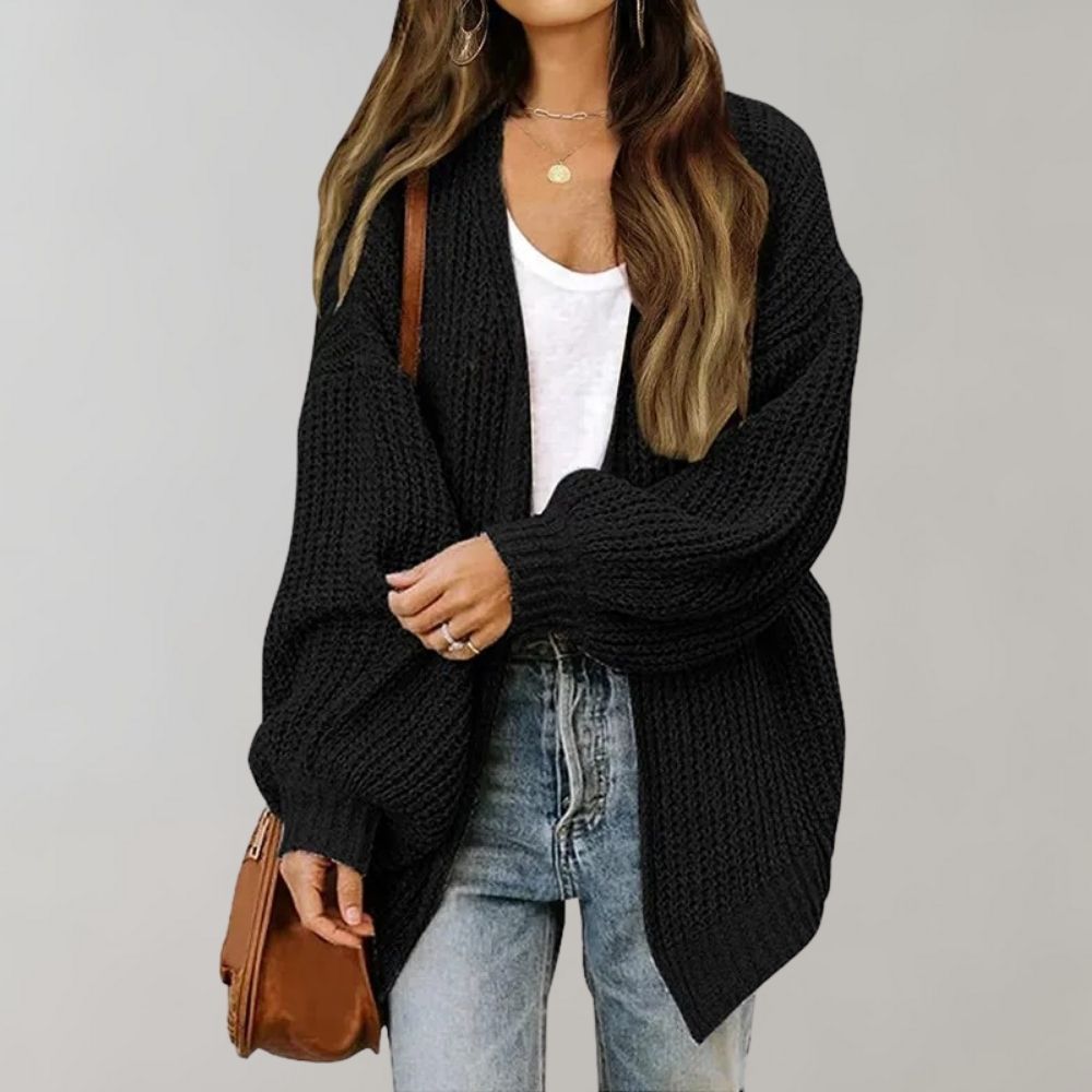 Damen Strickcardigan Locker Passform Bischofsärmel - Eveloria