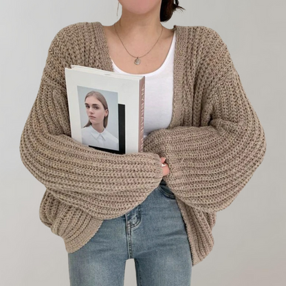 Damen Strickcardigan Lockerer Schnitt Beige