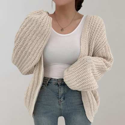 Damen Strickcardigan Lockerer Schnitt Beige - Eveloria