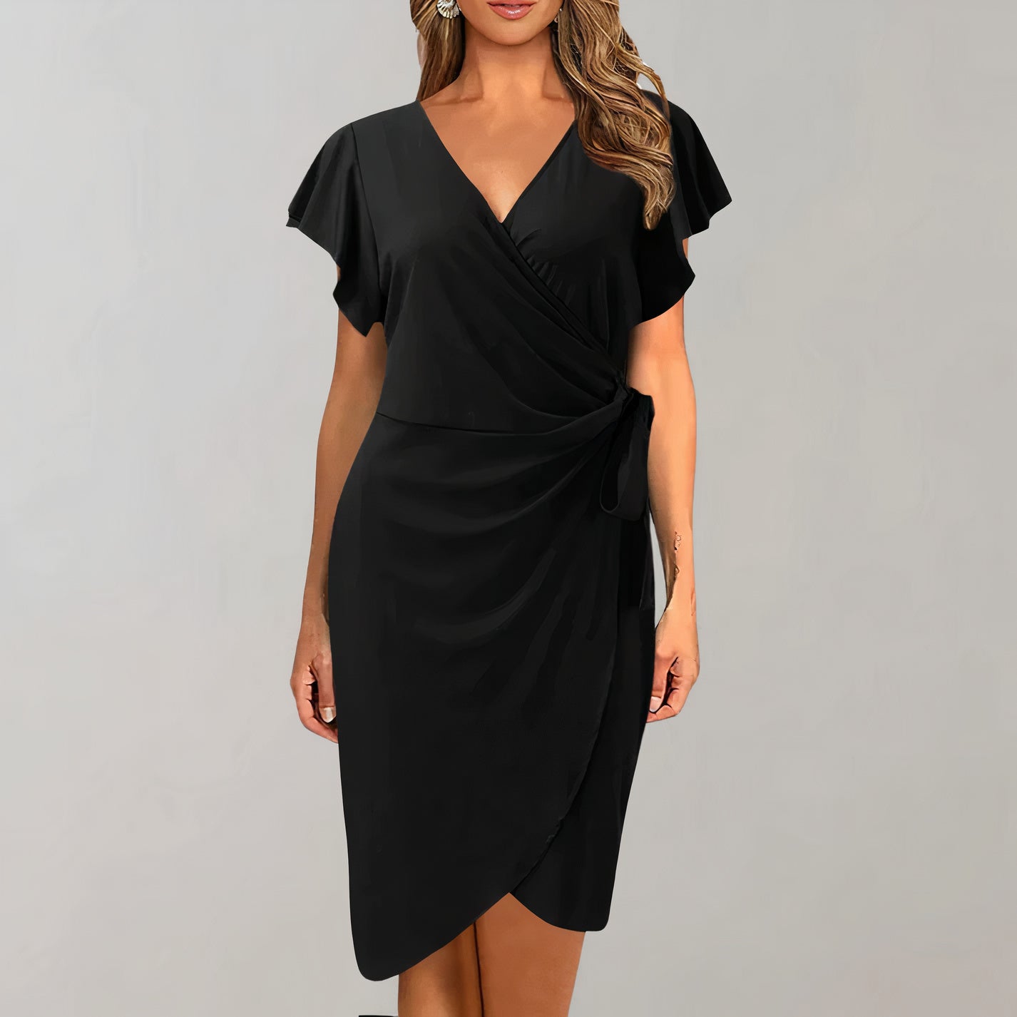 Eveloria Damen Sommerkleid V-Ausschnitt Gewickelter Bund - Eveloria