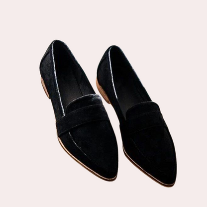 Damen Loafer Elegant Leder Schwarz - Eveloria