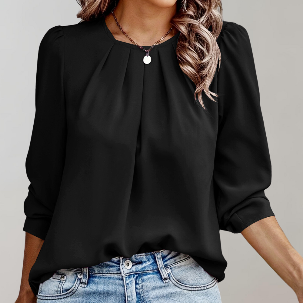 Damen Bluse Falten Puffärmel