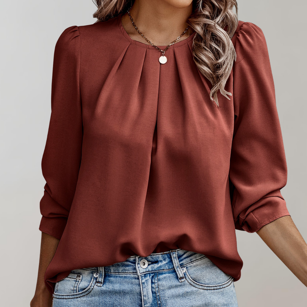 Damen Bluse Falten Puffärmel