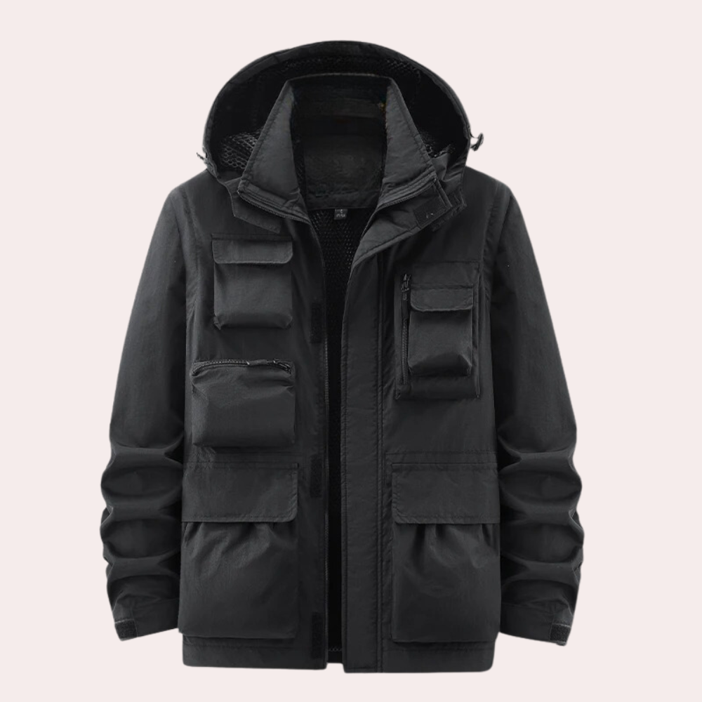 Herren Outdoorjacke Utility-Stil Wasserdicht Funktionsjacke Schwarz - Eveloria