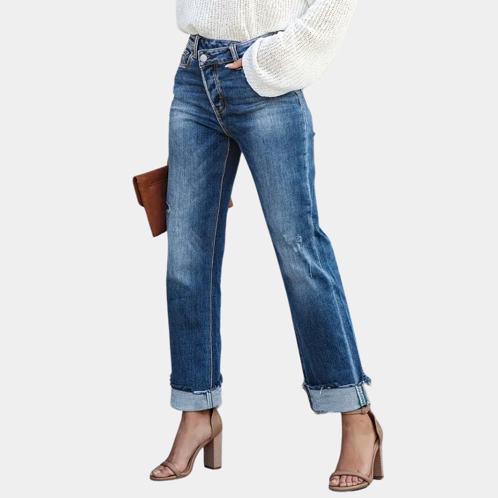 Damen Jeans Bequeme Passform Blau - Eveloria