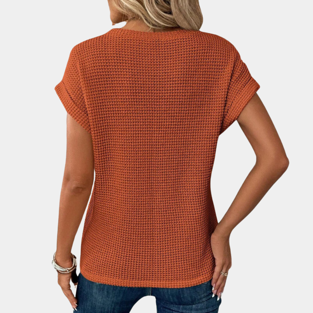 Damen Rundhals-Shirt mit Textur und Twist-Design