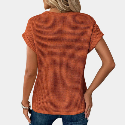 Damen Rundhals-Shirt mit Textur und Twist-Design