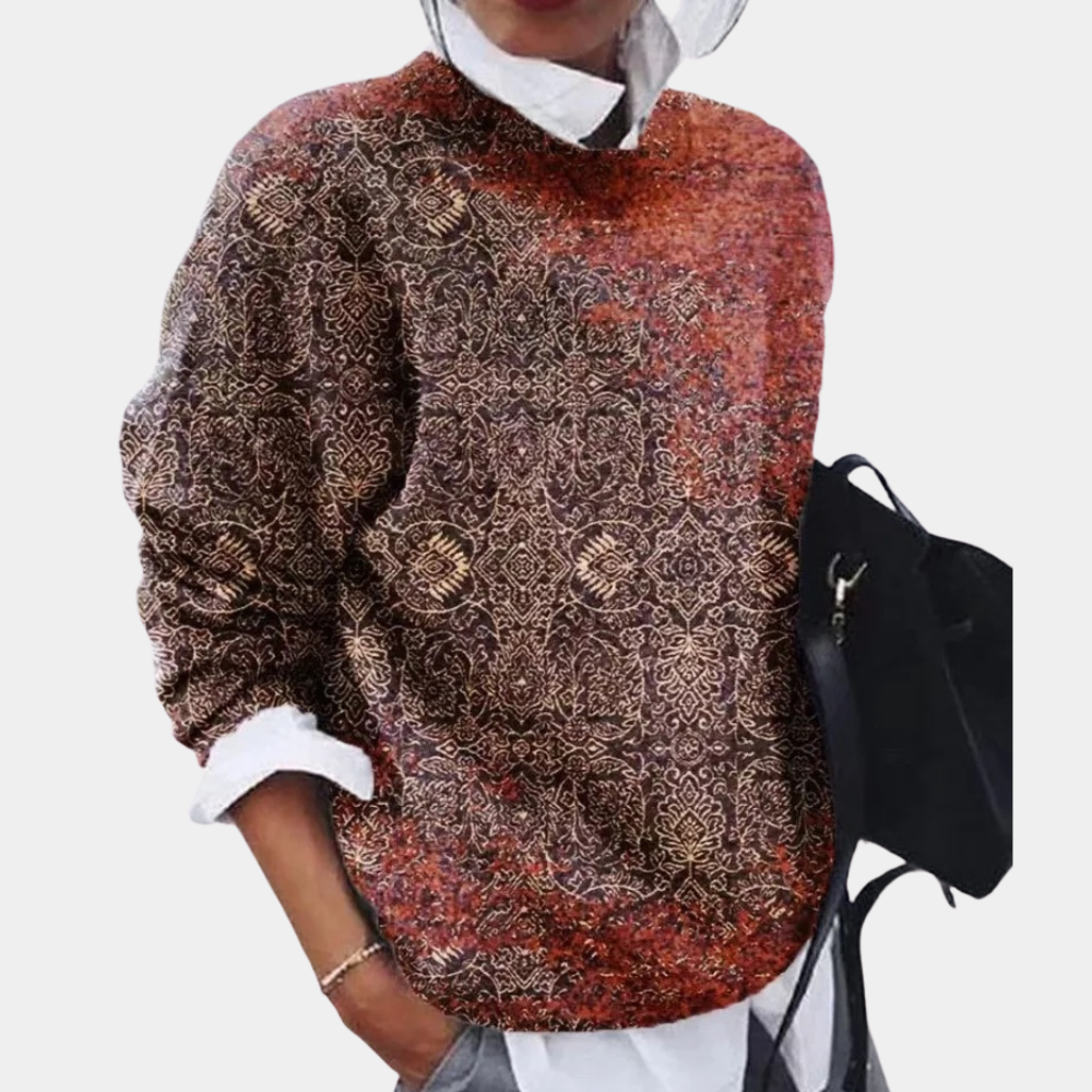 Eveloria Damen Sweatshirt Weiche Baumwolle Lockere Passform Gemustert