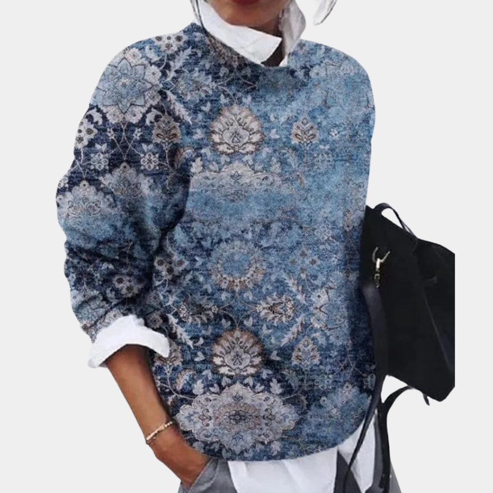 Eveloria Damen Sweatshirt Weiche Baumwolle Lockere Passform Gemustert