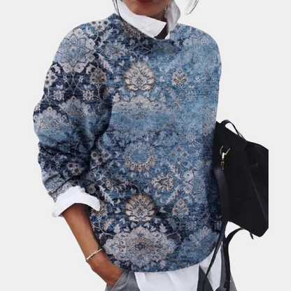 Eveloria Damen Sweatshirt Weiche Baumwolle Lockere Passform Gemustert