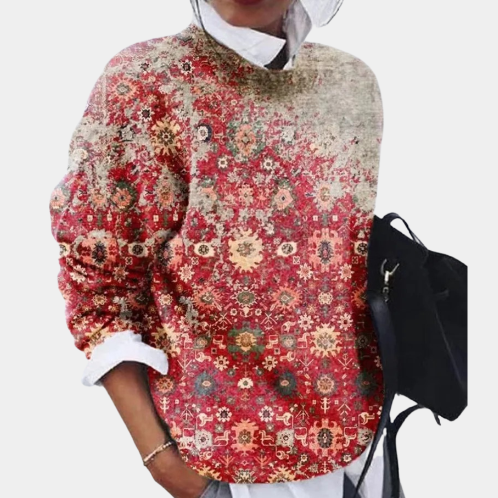 Eveloria Damen Sweatshirt Weiche Baumwolle Lockere Passform Gemustert