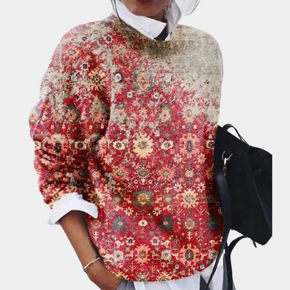 Eveloria Damen Sweatshirt Weiche Baumwolle Lockere Passform Gemustert