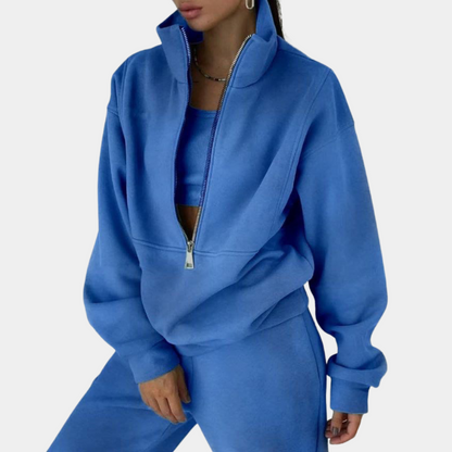 Eveloria Damen Sweatshirt Relaxed Fit Hoher Kragen Langärmlig