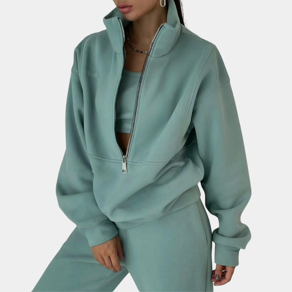 Eveloria Damen Sweatshirt Relaxed Fit Hoher Kragen Langärmlig