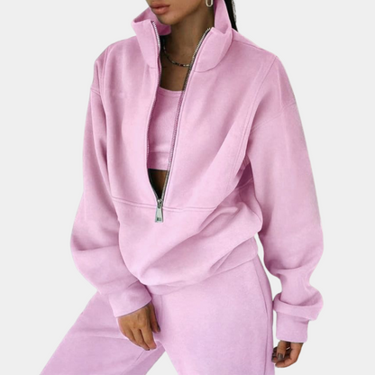 Damen Sweatshirt Oversized Weich Atmungsaktiv Grau