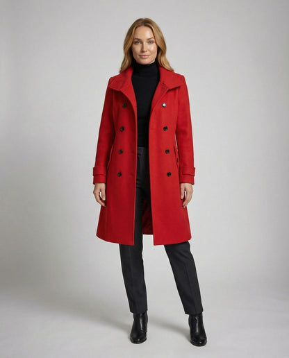 Damen Trenchcoat Elegant Wollstoff