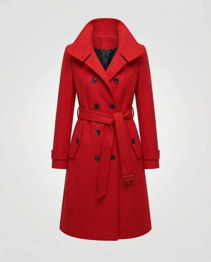 Damen Trenchcoat Elegant Wollstoff