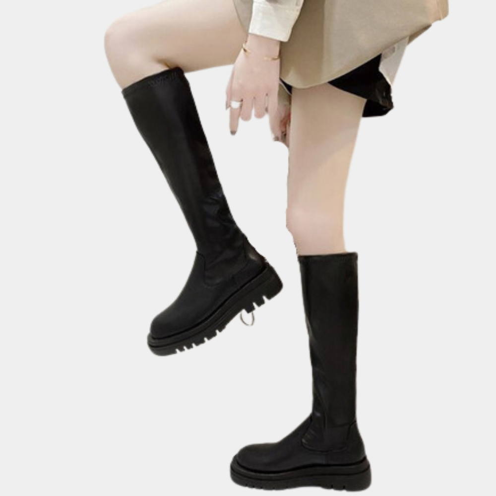 Damen Overknee Stiefel Schick Leder