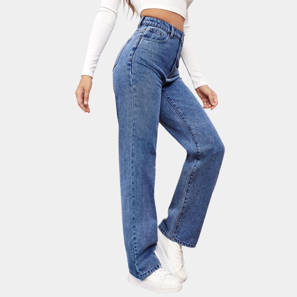 Damen High-Waist Gerade Jeans - Norvielle