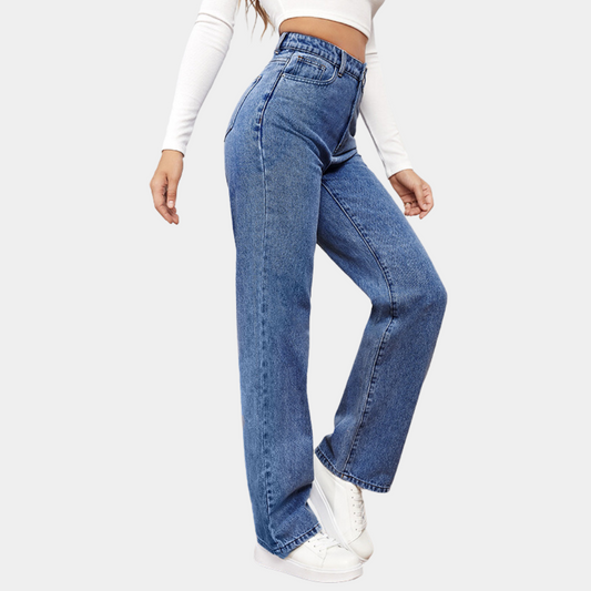 Damen High-Waist Gerade Jeans - Norvielle