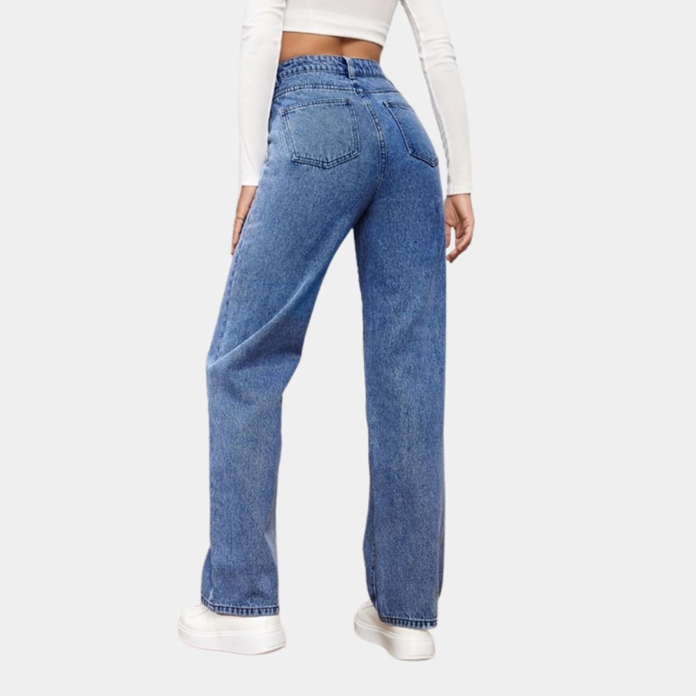 Damen High-Waist Gerade Jeans