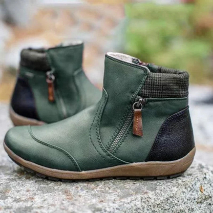 Damen Stiefeletten Echtes Leder Runde Zehe