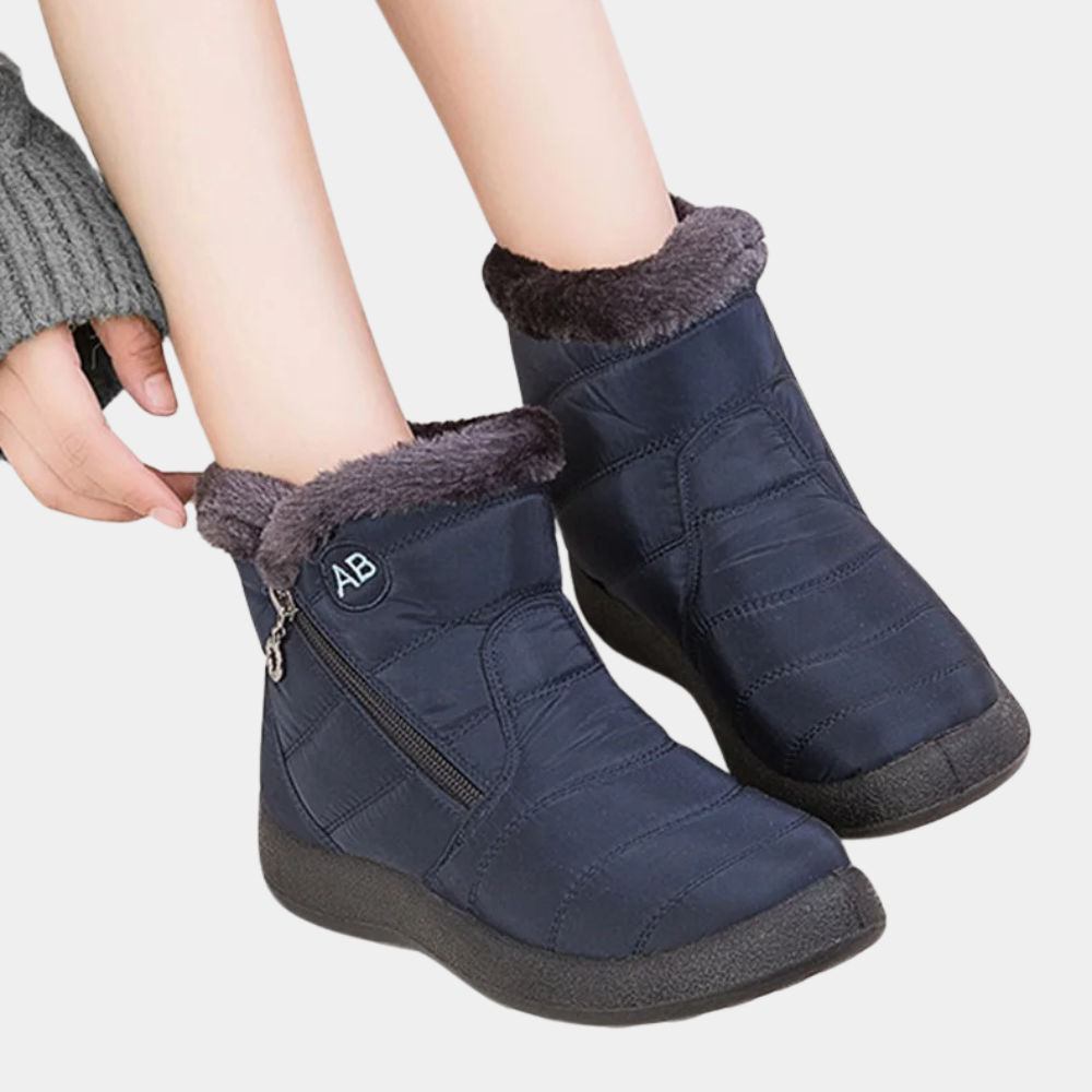 Damen Stiefel Warm Gefüttert Rutschfest Schwarz - Eveloria