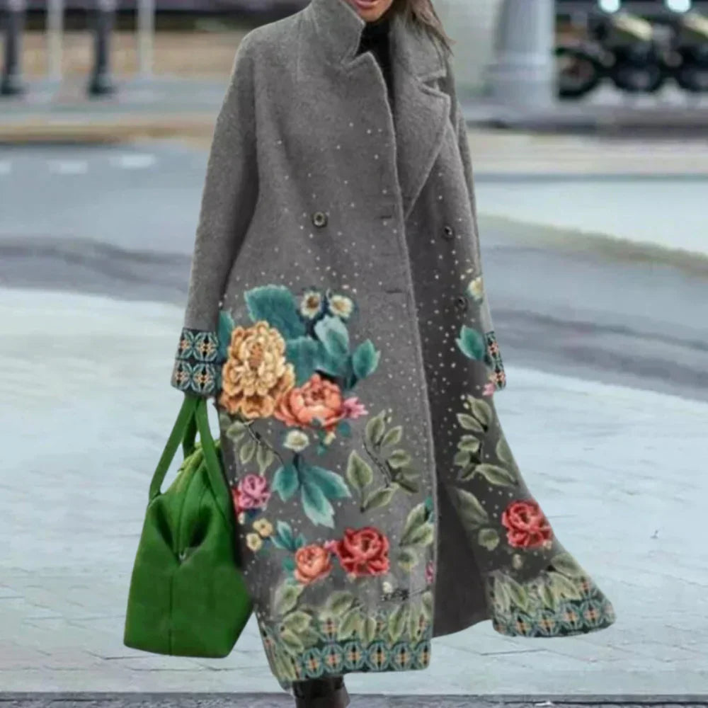 Damen Übermäntel Wollmischung Oversized Abstrakt Braun