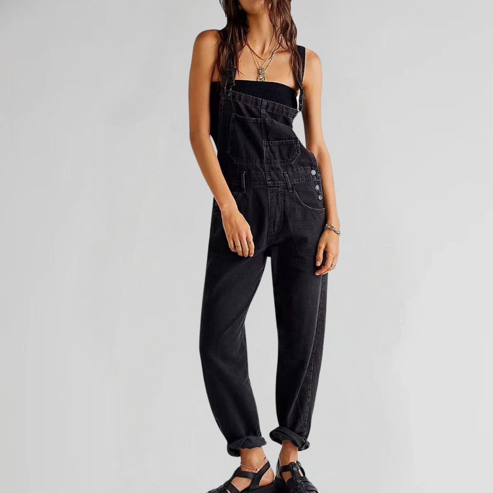 Damen Latzhose Denim Cross-Back-Design