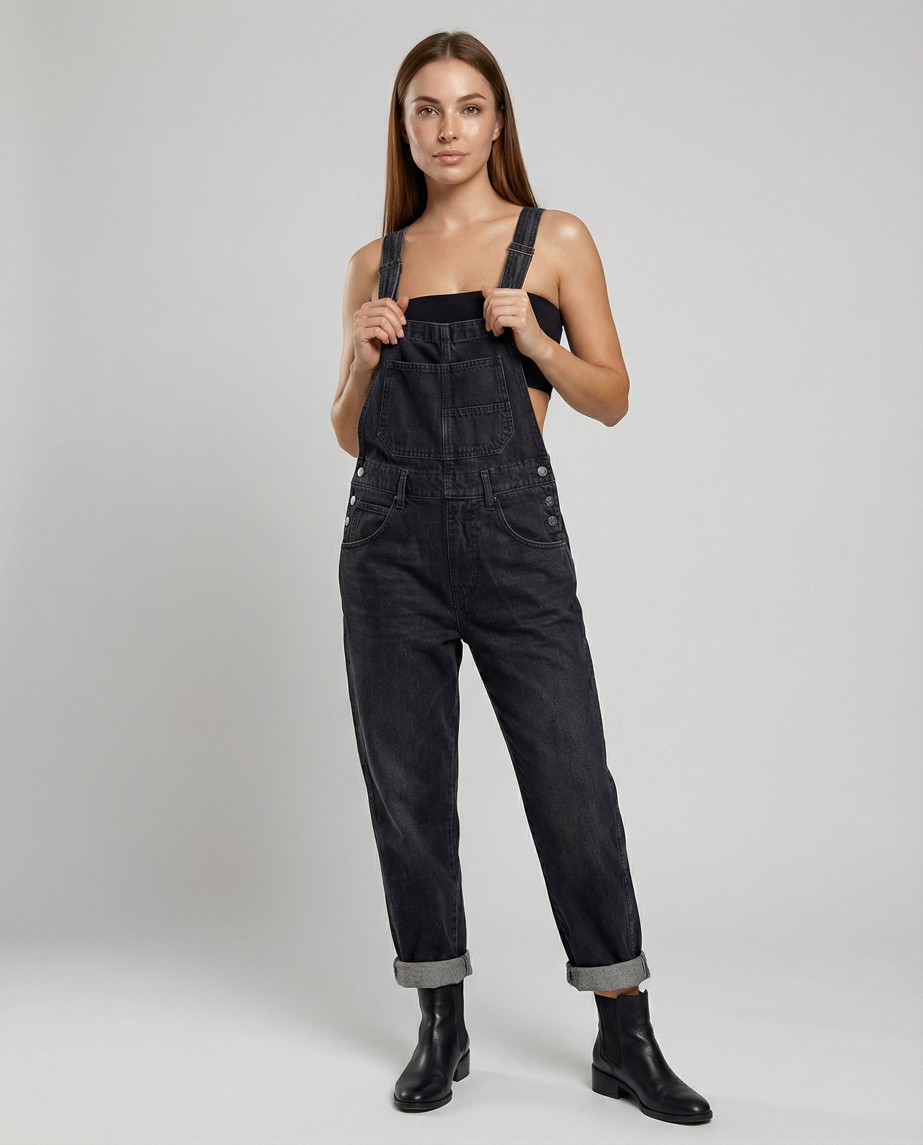 Damen Latzhose Denim Crossback - Eveloria